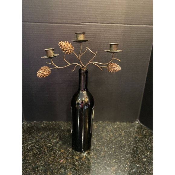 Wine Bottle Topper, 3 Taper Holder Forged Steel Candle Holder - Picture 5 of 5